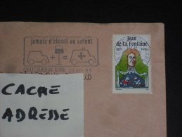 VIGNETTE CARNET FABLES LA FONTAINE AVEC FLAMME CHATEAUROUX GARE - INDRE - PAS DE TAXE - ALCOOL VOLANT - - Cartas & Documentos