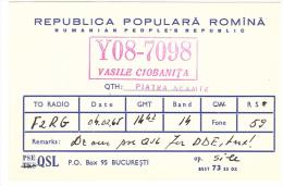 CARTE RADIO - QSL - CARTE RADIO QSL - ROUMANIE - ROMANIA - ROMINA - BUCAREST - BUCHAREST - 1965 - Radio Amateur