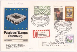 P934 - CONSEIL EUROPE - PALAIS EUROPE BONN STRASBOURG - 1977 - Recommandé - - Instituciones Europeas