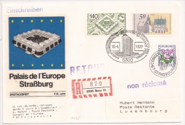 P935 - CONSEIL EUROPE - PALAIS EUROPE BONN STRASBOURG - 1977 - Recommandé - - Covers & Documents