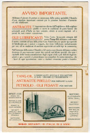 CALENDARIO FORMATO PICCOLO PUBBLICITà ANTRACITE E OLII LUBRIFICANTI TANGYES MILANO NAPOLI BIRMINGHAM ANNO 1913 - Formato Piccolo : 1901-20