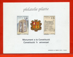 ANDORRE N°443A CONSTITUTION,BLASON BLOC FEUILLET GOMME COLLECTIF SANS CHARNIERE - Blocs-feuillets