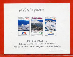 ANDORRE N°429A SPORTS,SKI,MONTAGNE BLOC FEUILLET GOMME COLLECTIF SANS CHARNIERE - Blocks & Sheetlets