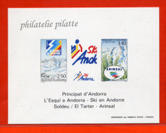 ANDORRE N°426A SPORTS,SKI,MONTAGNE BLOC FEUILLET GOMME COLLECTIF SANS CHARNIERE - Blocks & Sheetlets