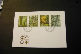 Liechtenstein Trees Forest Four Seasons With Day Of Issue Cancel 1980 A04s - FDC