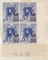 ALGERIE N° 166 50C S 65C BLEU RUE DE LA KASBAH  COIN DATE DU 16.8.1938** - Neufs