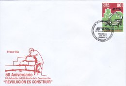 G)2013CUBA,HOIST-TRUCK, 50TH ANNIVERSARY OF FORMALIZING THE CONTRUCTION MINISTRY, FDC, XF - FDC