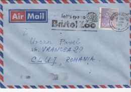 QUEEN ELISABETH 2ND STAMP, BRISTOL ZOO SPECIAL POSTMARK, 1972, GREAT BRITAIN - Lettres & Documents