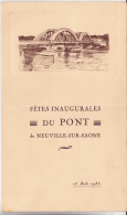 MENU - FETES INAUGURALES DU PONT DE NEUVILLE SUR SAONE-RHONE-1935 - Menükarten