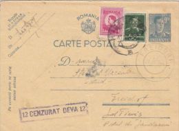 KING MICHAEL, CENSORED DEVA NR 12, PC STATIONERY, ENTIER POSTAL, 1944, ROMANIA - Lettres & Documents