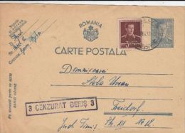 KING MICHAEL, CENSORED BEIUS NR 3, PC STATIONERY, ENTIER POSTAL, 1943, ROMANIA - Briefe U. Dokumente