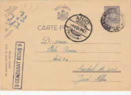 KING MICHAEL, CENSORED BEIUS NR 5, PC STATIONERY, ENTIER POSTAL, 1943, ROMANIA - Lettres & Documents