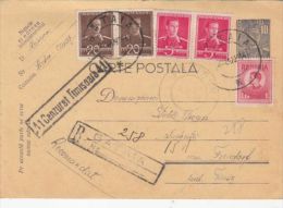 KING MICHAEL, CENSORED TIMISOARA NR 41, REGISTERED PC STATIONERY, ENTIER POSTAL, 1944, ROMANIA - Briefe U. Dokumente