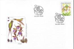 Czech Republic 2012 - Orchids, Hummingbirds In Cover, FDC - Kolibries