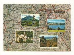 Cp, Carte Géographique, Auvergne - Carte Geografiche