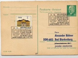 GENEALOGIE HERALDIK WIEN 1970 Auf DDR P77A Antwort-Postkarte ZUDRUCK BÖTTNER #4 - Altri & Non Classificati