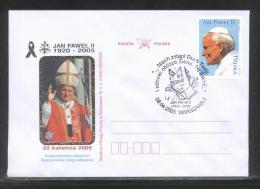 POLAND FDC 2005 POPE JPII IN MEMORIAM WARSAW No 4 GOLD SET OF 2 CARD & COVER - FDC