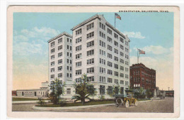 Union Station Railroad Depot Galveston Texas 1920c Postcard - Galveston