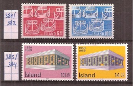 IJsland     Y/T   381 / 382  +  383 / 384    (X) - Used Stamps