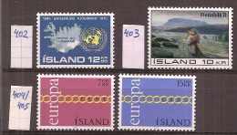 IJsland     Y/T   402 / 403  +  404 / 405   (X) - Used Stamps