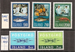 IJsland     Y/T   406 / 407  +  410 / 412   (X) - Used Stamps