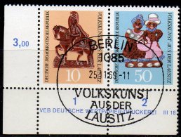 Volkskunst Der Lausitz 1969 DDR W1 ZD 1521+23 Rd DV O 12€ Weihnachten Sachsen Als Randstück Rarität Se-tenant Of Germany - Se-Tenant