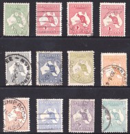 Australia 1913 Kangaroos 1st Wmk Set To 1 Shilling, 3 Dies Of 1d Used - See Notes - Used Stamps