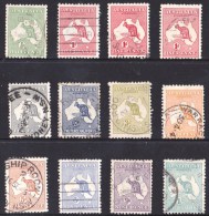 Australia 1913 Kangaroos 1st Wmk Set To 1 Shilling, 3 Dies Of 1d Used - See Notes - Oblitérés