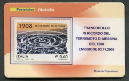 ITALIA TESSERA FILATELICA 2008 - ANNIVERSARIO TERREMOTO DI MESSINA 1908 - 292 - Philatelic Cards