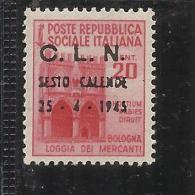 CLN SESTO CALENDE 1945  MONUMENTS DESTROYED OVERPRINTED MONUMENTI DISTRUTTI SOPRASTAMPATO 20 CENT. MNH - Comitato Di Liberazione Nazionale (CLN)