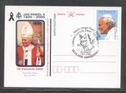 POLAND FDC 2005 POPE JPII IN MEMORIAM WARSAW No 8 SILVER SET OF 2 CARD & COVER - FDC