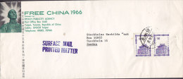 Taiwan FREE CHINA 1966 , TAIPEI Surface Mail Printed Matter Cover Brief To STOCKHOLM Sweden Chang Kai Chek Cachet - Covers & Documents