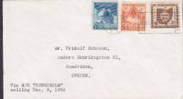 United States BROOKLYN 1953 Cover Lettre To Sweden Via M/S "Kungsholm" Ship Schiffspost Shipsmail Observatory Fort Bliss - Covers & Documents