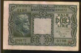 BIGLIETTO DI STATO ITALIA DA 10 LIRE "LUOGOTENENZA" - Italië – 10 Lire