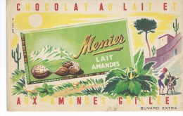 Chocolat   MENIER  Lait   Amandes    -    Illustrateur  A.  Hebé      Ft  =  21 Cm X 13.5 Cm - Chocolade En Cacao