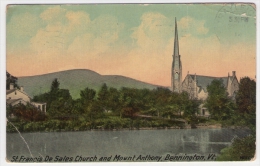 Postcard - St. Francis De Church And Mount Anthony, Bennington    (11705) - Bennington