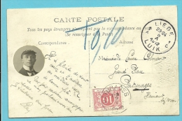 Ongefrankeerde Kaart ,getaxeerd (taxe) Met TX 5 Met Stempel PATURAGES, Getaxeerd Wegens Aangebrachte Foto !!! (Rare) - Cartas & Documentos