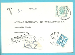 1743 Op Kaart Met Stempel WAREGEM, Getaxeerd (taxe) TX68 Met Stempel KORTRIJK, Strookje REFUSE + Stempel RETOUR.. - Brieven En Documenten