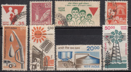 Simplified Set Of 8, India Used 7th Series, Health, Renewable Energy, Oil Censervation, Etc.,, Sample Image - Gebraucht