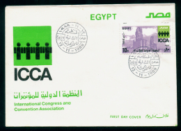 EGYPT / 1989 / ICCA / INTL. CONGRESS & CONVENTION ASSOCIATION MEETING / COLOSSI OF MEMNON / ARCHEOLOGY / FDC - Lettres & Documents