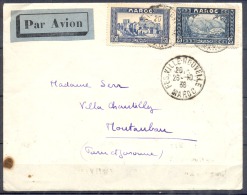 LETTRE  Cachet FES VILLE NOUVELLE Maroc  Le 28 10 1938  Pour PARIS Affranchie Avec 2 Timbres PAR AVION - Lettres & Documents