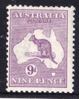 Australia 1916 Kangaroo 9d Violet 3rd Watermark MH - Mint Stamps