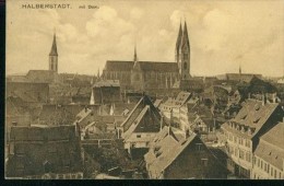 Litho Halberstadt Panorama Wohnhäuser Innenstadt Mit Dom 23.7.1910 - Halberstadt