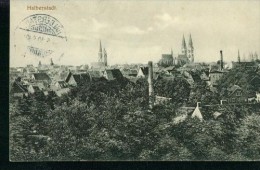 Litho Halberstadt Panorama Mit Schornstein 4.5.1910 Nach Halle Saale - Halberstadt