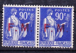 FRANCE 1939    PAIRE  FRANCHISE  YT   9  **    MNH - Sellos De Franquicias Militares