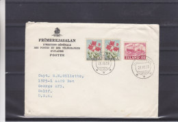 Fleurs - Bateaux  - Islande - Lettre De 1958 - Expédié Vers Les Etats Unis - Lettres & Documents