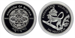 AG00006 Bhutan 1992, 300 Ngultrum, 1 Singe "endangered Wildlife", Silver 9250. Ag 31 G - Bhoutan