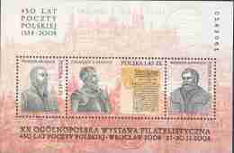 Poland 2008 Mi Bl180 Mnh - Famous People, Manuscripts, Castels, U.P.U. OVERPRINTED VERY RARE - Neufs