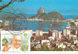 TIMBRES - STAMPS - CARTE POSTALE-POSTCARD (10,5 X 7,5)  - VISITE DU PAPA FRANCISCO AU BRÉSIL - VUE DU RIO DE JANEIRO - Andere & Zonder Classificatie