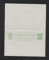 Congo Etat Independent Carte Postale Avec Reponse Payee - Stamped Stationery